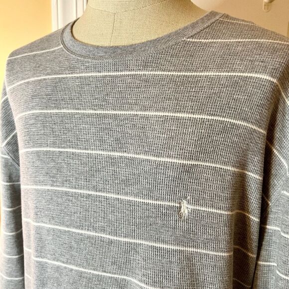 NEW Mens Polo Ralph Lauren Crew Neck Waffle Long Sleeve Stripe Pullover 2XL  XXL - Picture 2 of 3
